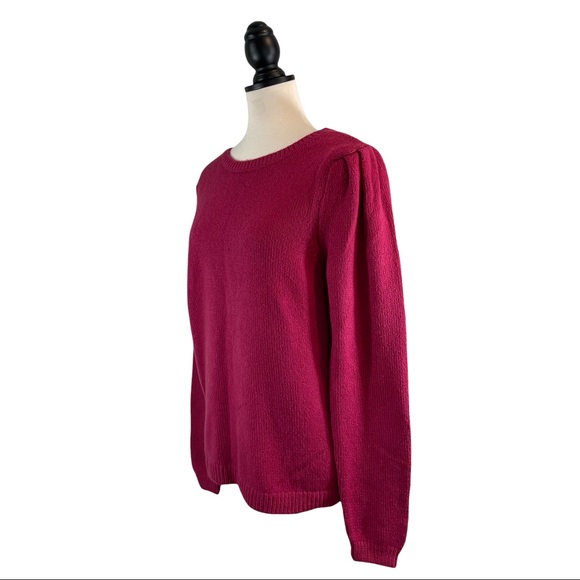 Ann Taylor Sweater Berry Pink Puffy Shoulder, New w/ Tags, Size L - Picture 3 of 10